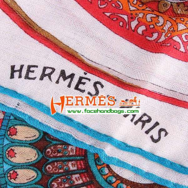 Hermes Hand-Rolled Cashmere Square Scarf Pink HECASS 130 x 130